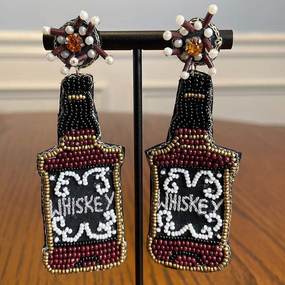 Whiskey 🥃 Beaded Earrings